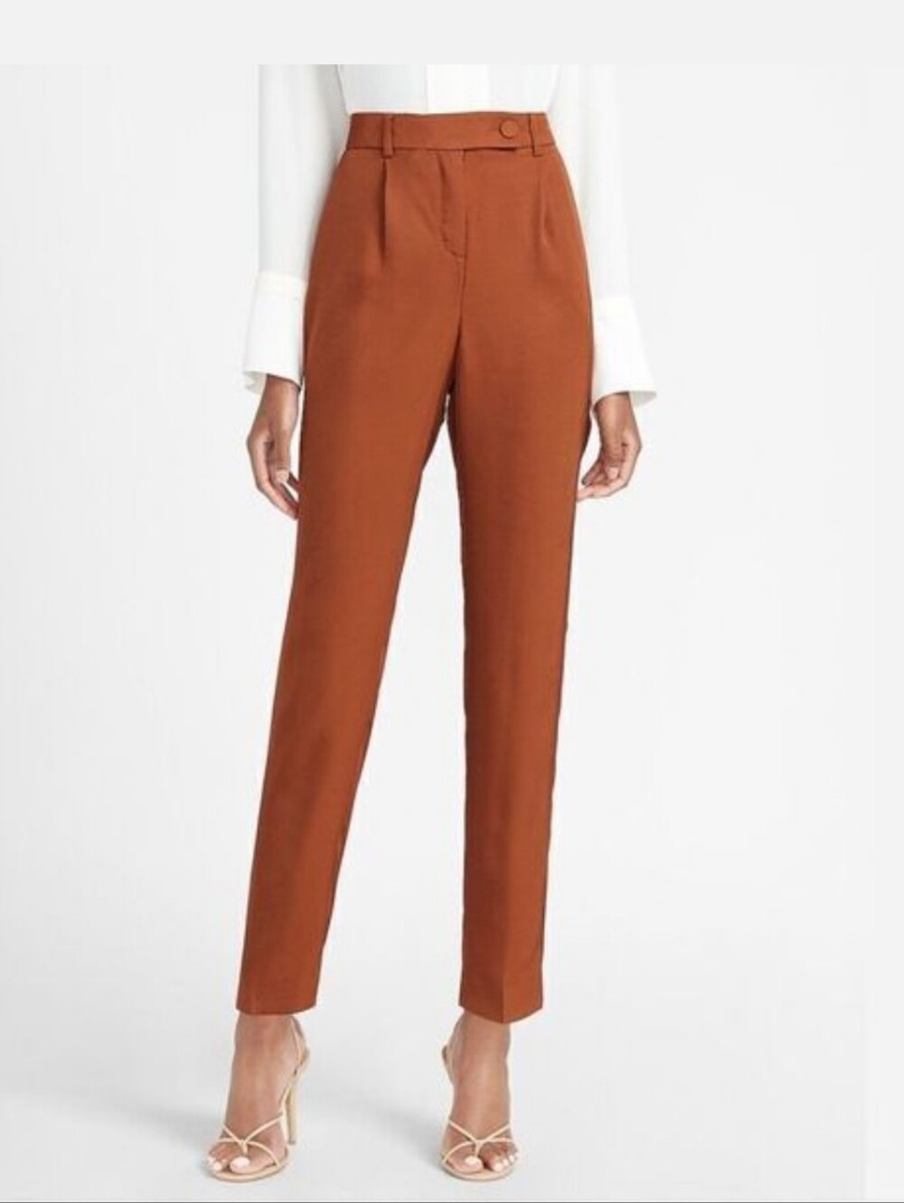 Express Straight-Leg High-Waist Pants in Rust